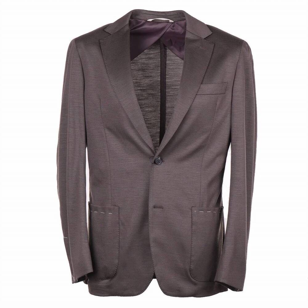 NEW MAURIZIO BALDASSARI men's jersey wool soft jacket in chocolate brown